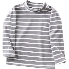 Children's Undershirt Autumn and Winter New Semi High Neck Striped High Stretch Top Long Baby Girl Cute Outfits Winter