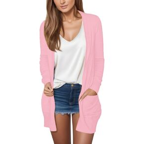 Women's Long Cardigans 2023 Plus Size Open Front Long Sleeve Loose Lightweight Cardigans Outerwear Coat with Pockets