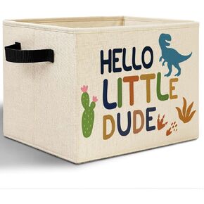Little Man Cave Dinosaur Storage Bins for Boys, Cute Dino Dinosaur Collapsible Storage Basket Organizer for Kids Room Bedroom Bathroom Nursery Playroom Clothes Toys Books, Toybox for Boys