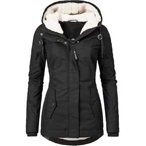 JEsilunmaMY Womens Winter Sherpa Lined Parkas Jacket Warm Thick Windproof Outwear with Fur Hood Slim Pocket Puffer Down Coat