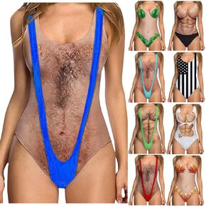 Tummy Control Swimsuits for Women Funny Graphic Bikini Swim Suits Beach Party Monokini Bathing Suit Print Swimwear