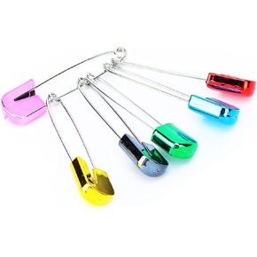 Assorted Color Diaper Pins Safety Locking Cloth Diaper Nappy Sewing Knitting Fabric Pins (12 Colorful Bread-Head pins)