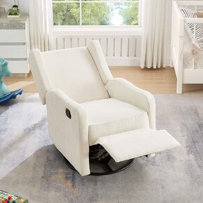 Nursery Glider Recliner Chair for Adults, Modern Swivel Rocker Recliners with Footrest, Comfy Chenille Rocking Chair Nursery for Living Room, Bedroom, Green