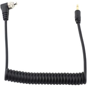 GOWENIC Flash Sync Cable, 2.5mm to Male PC Sync Cord with Screw Lock, 100cm Coiled Wire for Cameras, and Flash Triggers