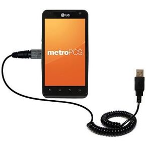 Coiled Power Hot Sync USB Cable for The LG MS910 with Both Data and Charge Features - Uses TipExchange Technology