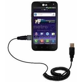 USB Charging Data Coiled Cable for The LG Connect 4G / MS840 Will Charge and Data sync with one Unique TipExchange Enabled Cable