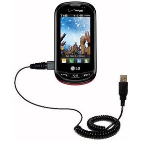 طاقة ملفوفة كابل USB Sync Sync for LG Outside مع كل من ميزات البيانات والشحن - يستخدم تقنية TipExchange