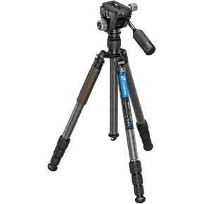TRUPOD LEOFOTO LX-224 CT CORBON TRAVER TRAVED مع رأس السوائل MINI SW-02 ، عمود مركزي قابل للانعكاس ، تصميم خفيف الوزن وتصميم مضغوط (LX-224CT-SW-02)