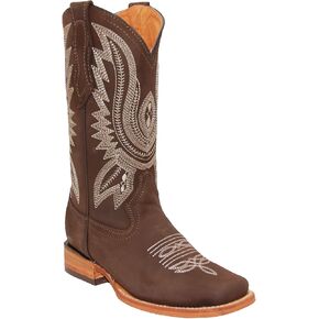 Womens Leather Western Boot Square Toe Cowboy Boot For Women Mid Calf