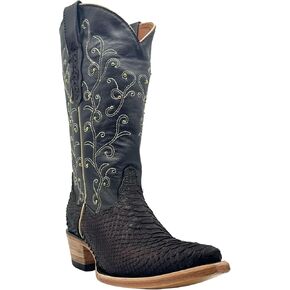 Vaccari Women's Piper Genuine Matte Chocolate Python & Studs Snip Toe Cowgirl Western Boots