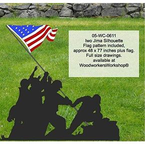 WoodworkersWorkshop Woodworking Plan to Make an Iwo Jima Silhouette with Bonus Flag (Not A RTA Kit)