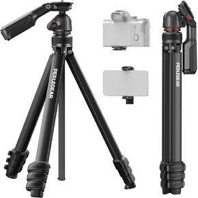 Perlegear 60″ Portable and Height-Adjustable Tripod for Camera and Phone, Heavy-Duty Camera Stand with 13.2 lbs Max Load, Professional Travel Tripod for Video Recording, PGIPE01