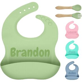 Personalized Silicone Baby Bibs Custom Baby Spoons and Forks Set Personalized Baby Gifts Silicone Bibs for Toddlers