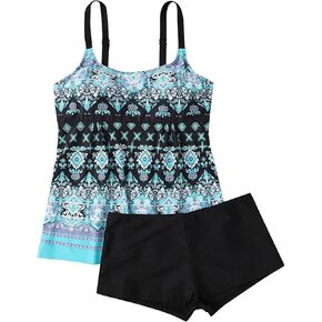Women's Swim Suits 2024 Tummy Control Summer Printed Swimsuit Spaghetti Straps High Waist Bathing Suit, S-5XL