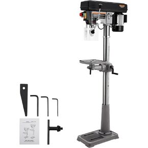 13 in Floor Drill Press, 7.5 Amp 120V Pure Copper Motor with Swing-away Safety Guard, 288-3084 RPM Variable Speed, 0-45°Tilting Worktable, Tabletop Drilling Machine for Wood Metal