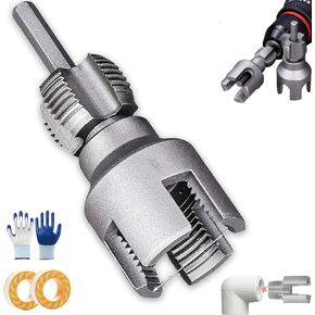 Integrated Internal & External Pipe Threading Tool, Dual-Function Pipe Thread Cutting Tool, Electric Drill Compatible PVC & Plastic Pipe Threader Kit, 1/2'' 3/4'' 1'' Dies (3/4")
