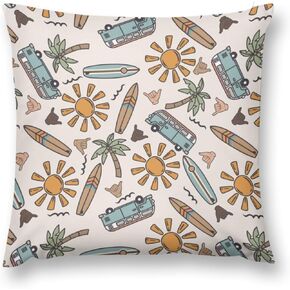 HawSkgFub Baby Boy Nursery Summer Vibe Surf Board Decorative Pillowcase Throw Pillow Cover, Hawaii Beach Cushion Case Bedroom Playroom Decor, Tropical Sun Camper Van Baby Shower Kids Gifts