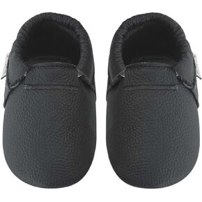 Toddler Moccasins Baby Shoes with Suede Sole, Soft Leather Anti Slip Crib Walking Baby Shoes Suitable for Indoor First Walking in Kuwait