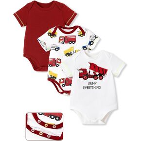 PATPAT Baby Bodysuits Rayon Super Durable - Short Sleeve for Boys and Girls - Newborn Infant Unisex Gift Clothes - 3 Pack