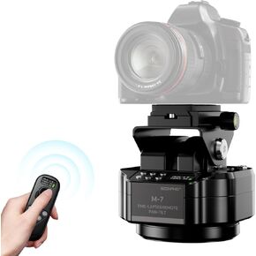 Soonpho M7 Motorized Rotating Panoramic Tripod Head for Time Lapse Remote Control 360° Pan Tilt Head with Mobile Phone Clip for DSLR Cameras, Camcorders, Smartphones, Tripod