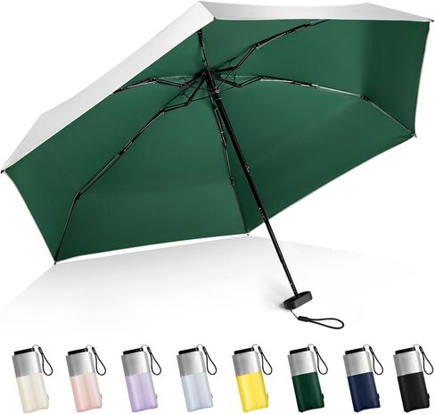 LEAGERA Mini Umbrella For Purse - UPF 50+ UV Blocker Sun Protection Umbrella, Small Micro Travel Parasol Design for Women, Yellow in Kuwait