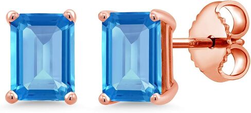 أقراط من الفضة الإسترلينية عيار 925 من Gem Stone King مرصعة بالياقوت الأزرق للنساء (3.12 قيراط، حجر ميلاد الأحجار الكريمة، قطع الزمرد 7 × 5 مم) in Saudi Arabia