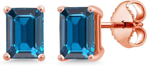 أقراط من الفضة الإسترلينية عيار 925 من Gem Stone King مرصعة بالياقوت الأزرق للنساء (3.12 قيراط، حجر ميلاد الأحجار الكريمة، قطع الزمرد 7 × 5 مم) in Saudi Arabia