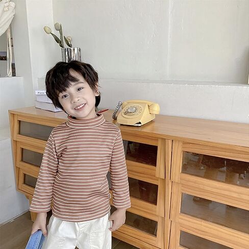 Crop Tops for Girls Women's Striped Single Turtleneck Boy's Undercoat Plus Thick Long Sleeved T Shirt Children's Top in Saudi Arabia