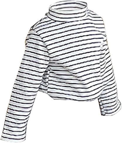 Crop Tops for Girls Women's Striped Single Turtleneck Boy's Undercoat Plus Thick Long Sleeved T Shirt Children's Top in Saudi Arabia