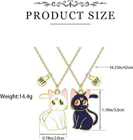 Hanreshe Cat Matching Necklaces Best Friend Necklaces Girls Fashion Couples Friendship Pendant Heart Yin Yang Friendship Necklace For 2 in Saudi Arabia
