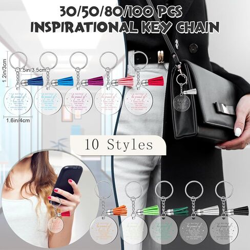50 Pcs Inspirational Acrylic Keychain with Tassels Key Rings May You Be Proud of the Work You Do Sign Thank You Gift Keychain Multicolor Appreciation Keychain Gift for Women Employee Teacher Coworker in Saudi Arabia