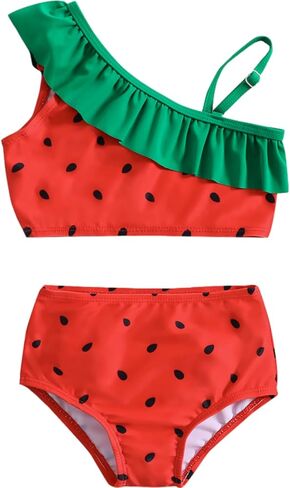 Little Girls Two Pieces Swimsuits Cute Ruffle Bikini Set Hawaiian Beach Sport Bathing Suit Set Pool Swimwear in Kuwait