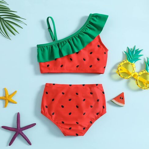Little Girls Two Pieces Swimsuits Cute Ruffle Bikini Set Hawaiian Beach Sport Bathing Suit Set Pool Swimwear in Kuwait