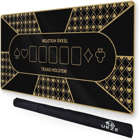 Foldable Table Top Poker Mat - Poker Table Top Mat with Non-Slip Backing & Zippered Carrying Bag, Waterproof & Foldable Rubber Poker Topper for Table, Portable Texas Holdem Poker Mat - 70x35 Inches in Saudi Arabia