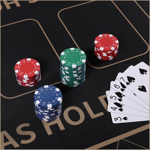 Foldable Table Top Poker Mat - Poker Table Top Mat with Non-Slip Backing & Zippered Carrying Bag, Waterproof & Foldable Rubber Poker Topper for Table, Portable Texas Holdem Poker Mat - 70x35 Inches in Saudi Arabia