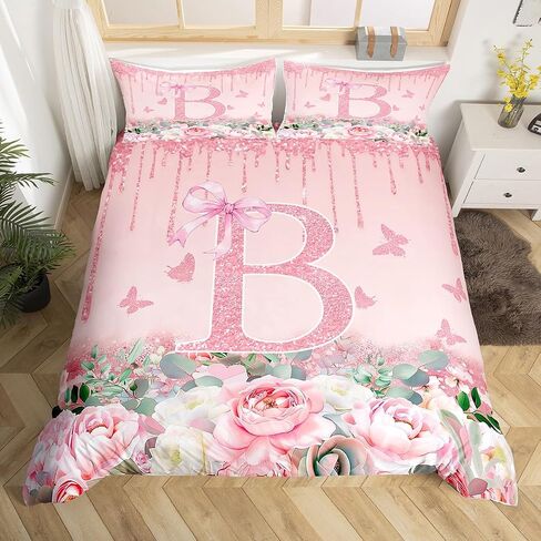 Jejeloiu Pink Rose Gold Davet Cover for Kids Boy Girls ، Toddler ، مجموعة الفراش القوس الوردي ، خطاب مخصي in Kuwait