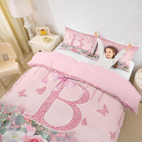 Jejeloiu Pink Rose Gold Davet Cover for Kids Boy Girls ، Toddler ، مجموعة الفراش القوس الوردي ، خطاب مخصي in Kuwait