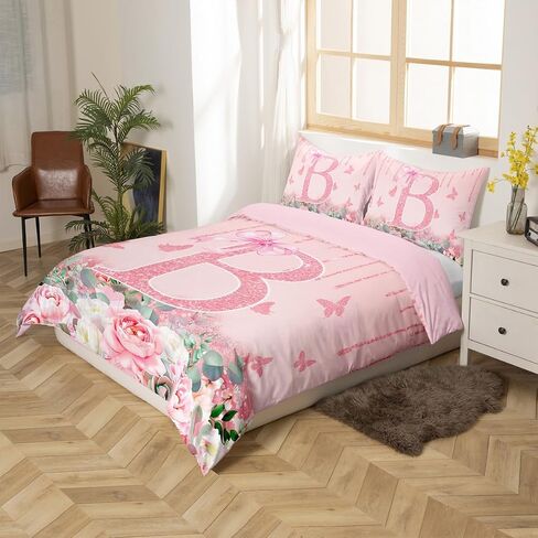 Jejeloiu Pink Rose Gold Davet Cover for Kids Boy Girls ، Toddler ، مجموعة الفراش القوس الوردي ، خطاب مخصي in Kuwait