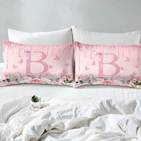 Jejeloiu Pink Rose Gold Davet Cover for Kids Boy Girls ، Toddler ، مجموعة الفراش القوس الوردي ، خطاب مخصي in Kuwait