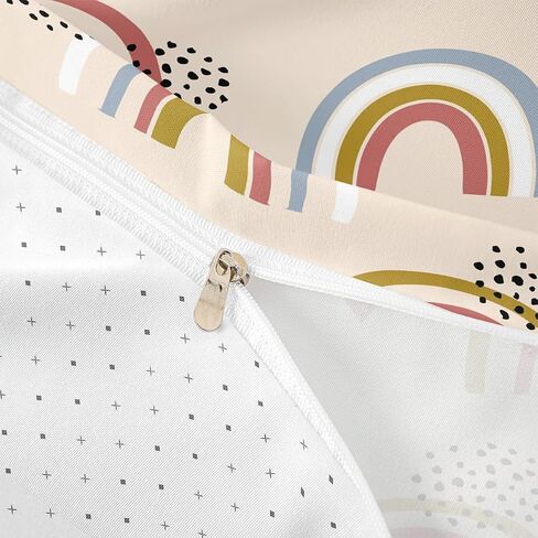 Castle Fairy Cute Rainbow Kids Duvet Cover Set Toddler Size,Hearts and Clouds Bedding Set,Boys Girls Room Decor,Baby Yellow Quilt Cover,No Comforter in Saudi Arabia
