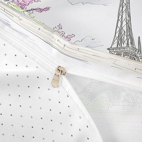 Jejeloiu Paris تحت عنوان Davet Cover Kids Boys Girls ، Toddler ، أوروبية المدينة المناظر الطبيعية الفراش الوردي ، غلاف المعزي تحت عنوان باريس ، غطاء سرير برج إيفل ، باريسي فرنسي ، لا المعزي. in Kuwait