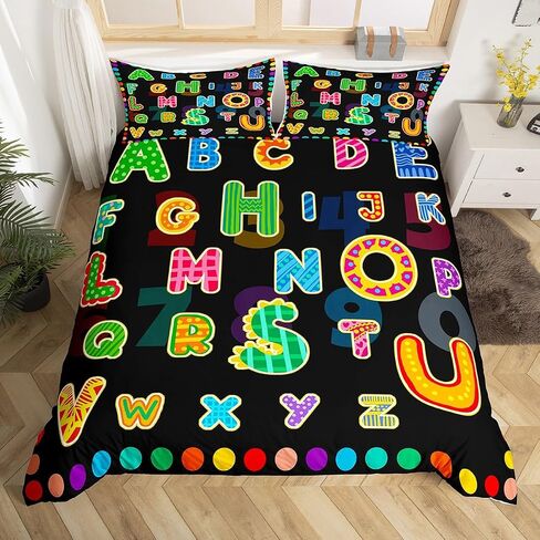 Jejeloiu Alphabet Colorful Cover Cover Kids Boys Girls ، Toddler ، Toddational ABC Alphabet Fleding ، غطاء معزي في التعلم المبكر ، غطاء مسنن مونوجرام ، نقاط قوس قزح ، لا معزي. in Kuwait