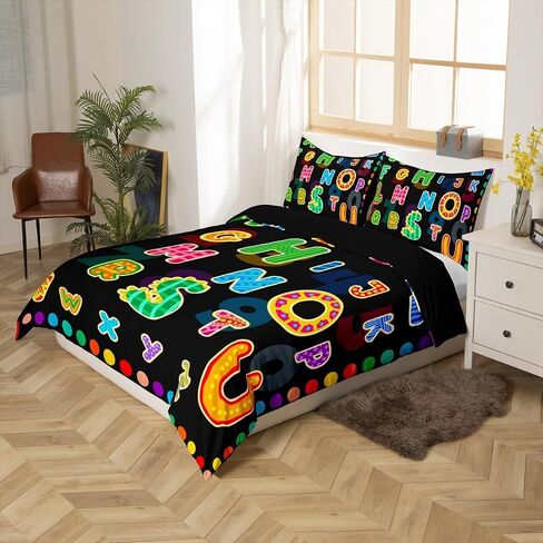 Jejeloiu Alphabet Colorful Cover Cover Kids Boys Girls ، Toddler ، Toddational ABC Alphabet Fleding ، غطاء معزي في التعلم المبكر ، غطاء مسنن مونوجرام ، نقاط قوس قزح ، لا معزي. in Kuwait