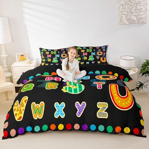 Jejeloiu Alphabet Colorful Cover Cover Kids Boys Girls ، Toddler ، Toddational ABC Alphabet Fleding ، غطاء معزي في التعلم المبكر ، غطاء مسنن مونوجرام ، نقاط قوس قزح ، لا معزي. in Kuwait