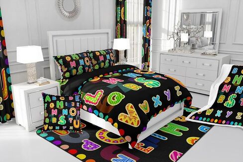 Jejeloiu Alphabet Colorful Cover Cover Kids Boys Girls ، Toddler ، Toddational ABC Alphabet Fleding ، غطاء معزي في التعلم المبكر ، غطاء مسنن مونوجرام ، نقاط قوس قزح ، لا معزي. in Kuwait