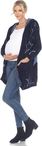 White Mark Women's Star Print Print Withed Front Front Coat مع جيوب أمامية in Kuwait