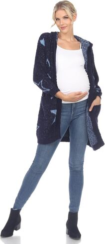 White Mark Women's Star Print Print Withed Front Front Coat مع جيوب أمامية in Kuwait