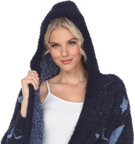 White Mark Women's Star Print Print Withed Front Front Coat مع جيوب أمامية in Kuwait