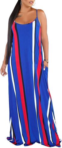 Womens Plus Size Bohemian Hawaiian Vacation Sundress Summer Long Maxi Beach Dresses with Pockets Black in Saudi Arabia