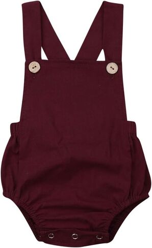 Newborn Baby Boy Girl Cotton Line Sleeveless Straps Bodysuit Romper Jumpsuit Outfits Summer Overalls Clothes in Kuwait